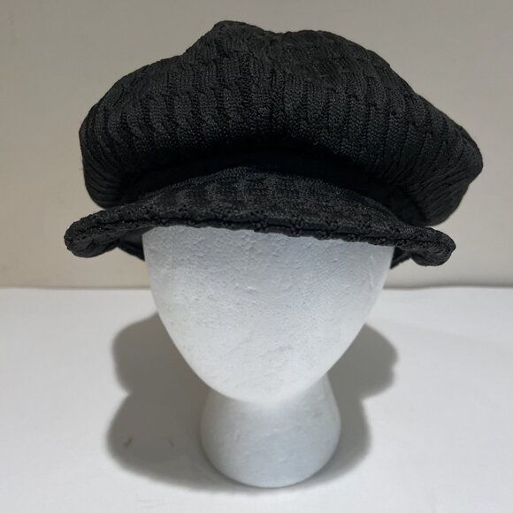 Vintage Suzanne Somers Cable Stitch Newsboy Hat Cabbie Black One Size Retro 80s - Picture 3 of 8